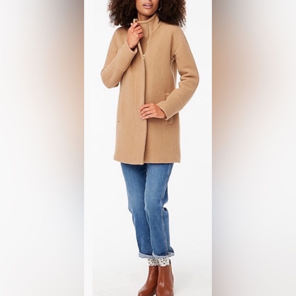 J. Crew City Coat wool blend tan coat size 0